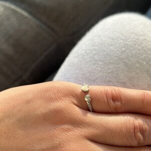 Pandora beaded two hearts open ring 50